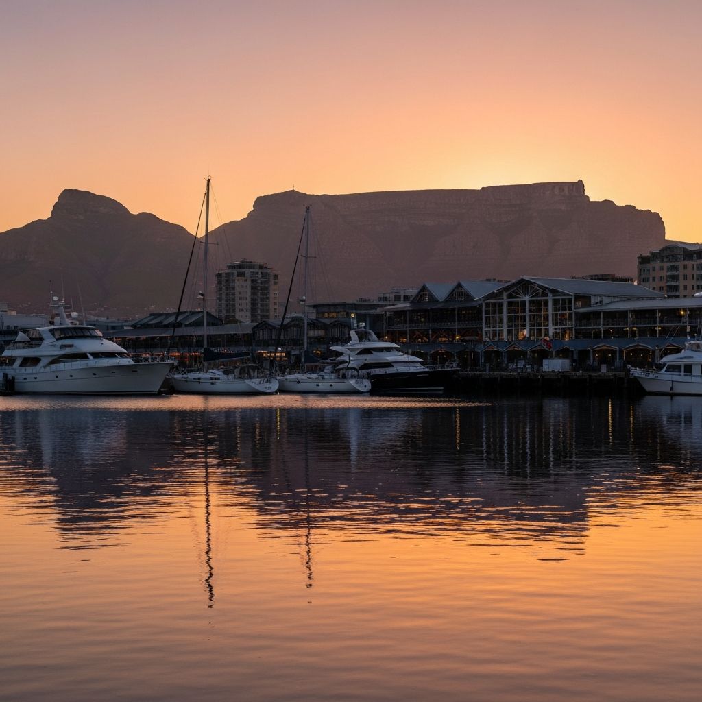 Cape Town waterfront at sunset